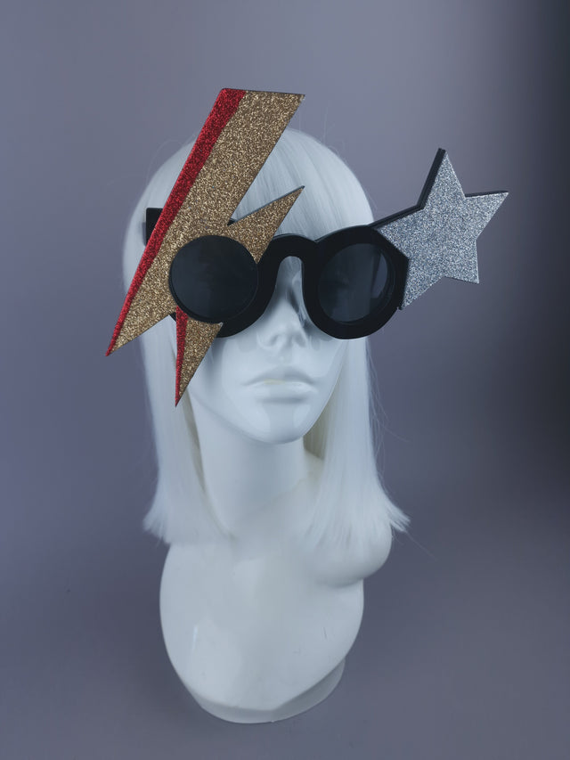 SECOND: "Golden Years" David Bowie Gold Stripe Sunglasses