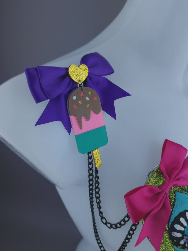 Colourful Dollface Necklace Brooch Jewellery