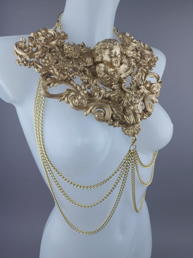 "Celestina" Gold Cherub & Filigree Harness Body Jewellery.
