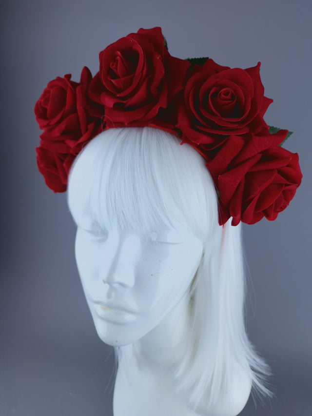 "Eva" Red Rose Flower Headdress & Neckpiece