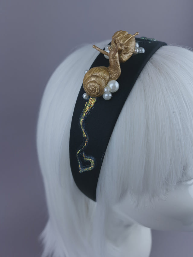 Pearls & Swine: Gold & Pearl Kissing Snails Headpiece "Hello Beautiful"