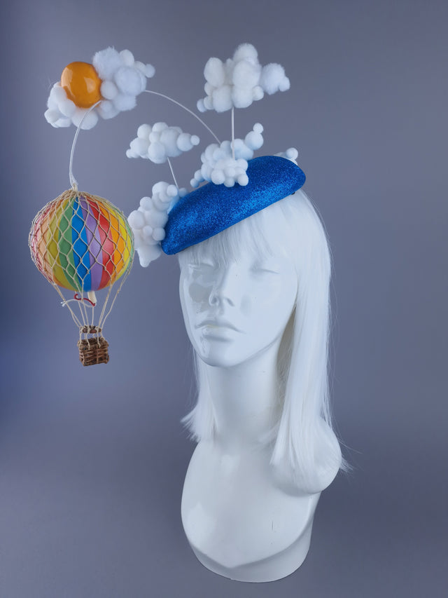 "Love is in the Air" Rainbow Hot Air Balloon Fascinator Hat