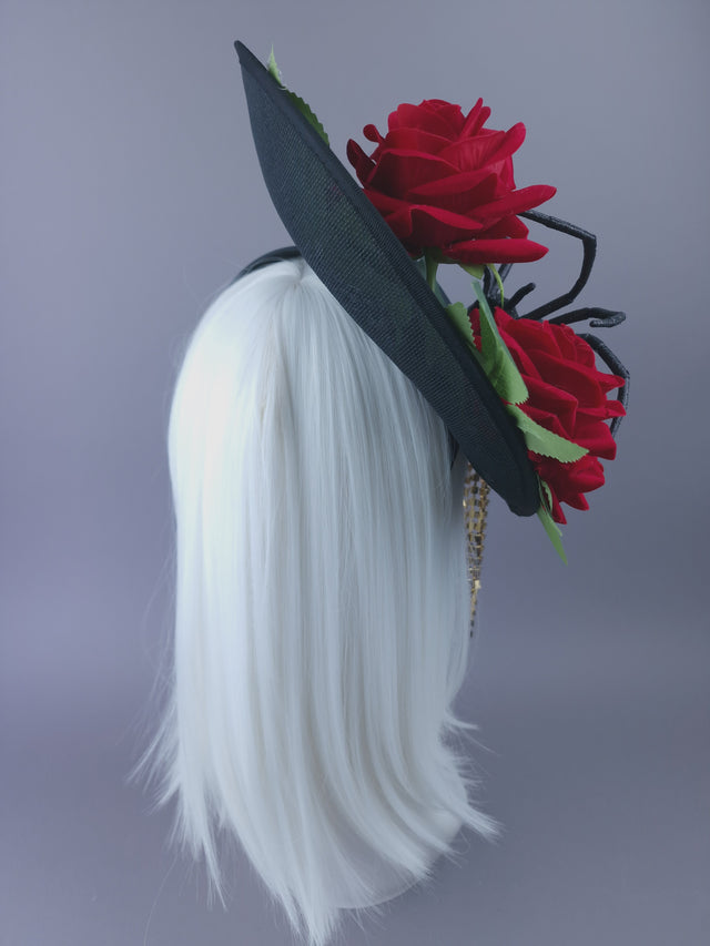 "Melisandre" Black Spider & Rose Hat