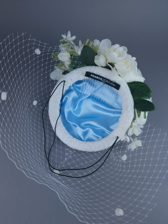"Aoife" Bespoke Ivory Vintage Inspired Veiled Bridal Fascinator