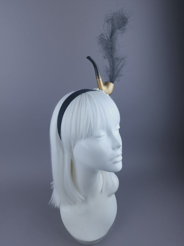 "This is Not a Pipe" Pearl & Smoke Headpiece
