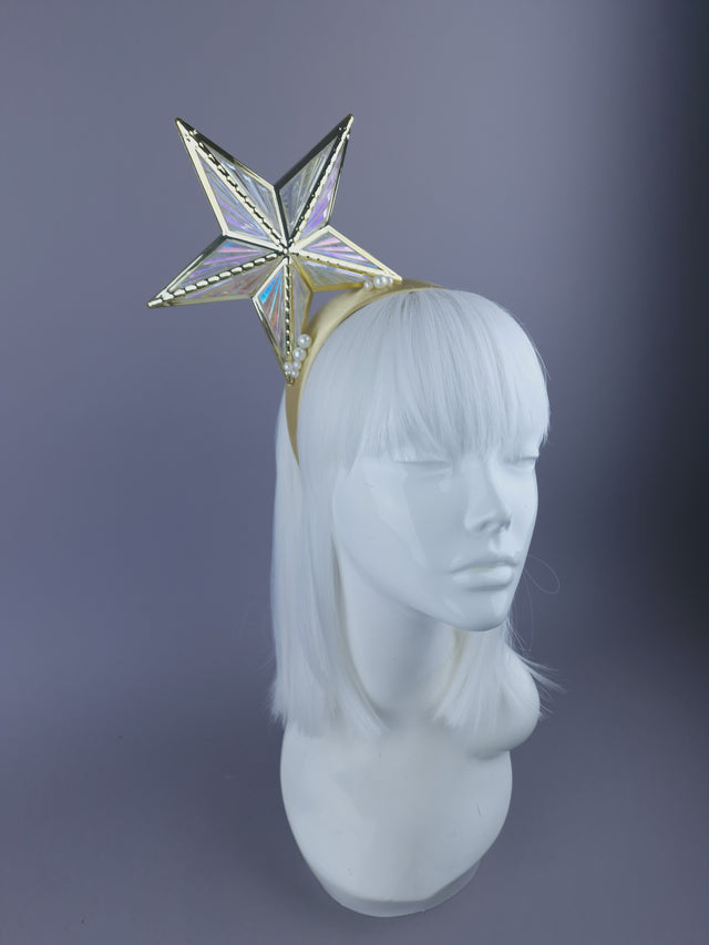 "A Star is Born" Iridescent Gold Star & Pearl Headpiece