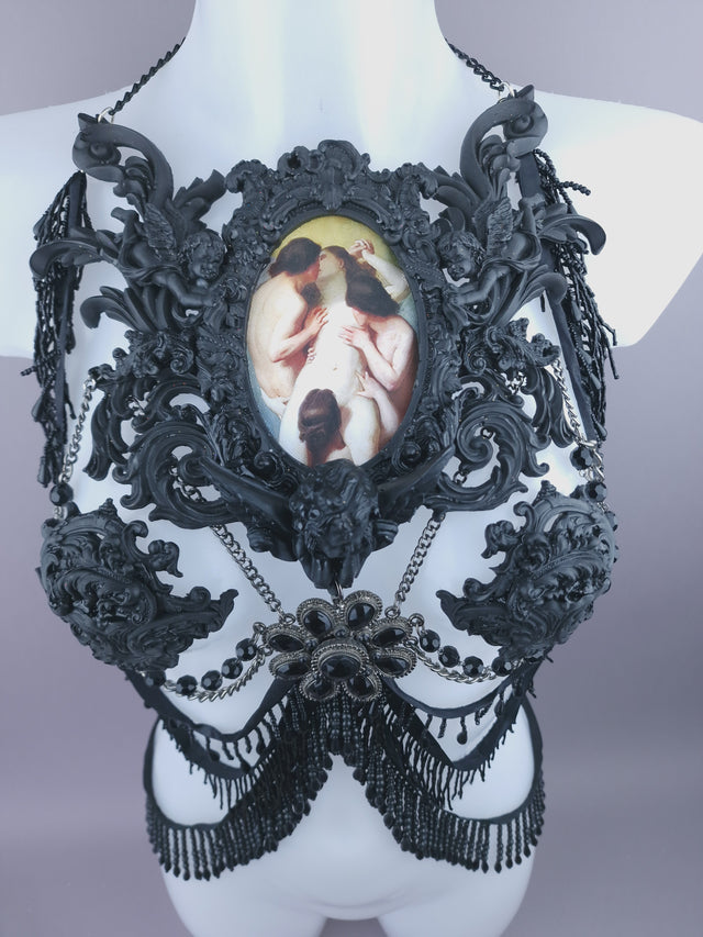 Pearls & Swine: Black Filigree Harness Body Jewellery & Pasties "La Femme Damnée"