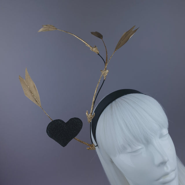 Pearls & Swine: Gold Arrows & Heart Headpiece "Pierced"