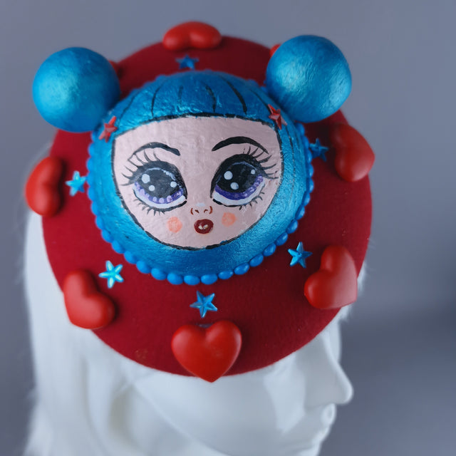 "Doodle" Dollface & Heart Fascinator Hat