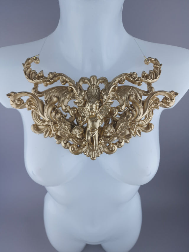 "Soul" Gold Cherub & Filigree Neckpiece