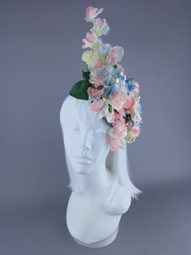 "Pippin" Pastel Flower Dollface & Pearl Fascinator Hat