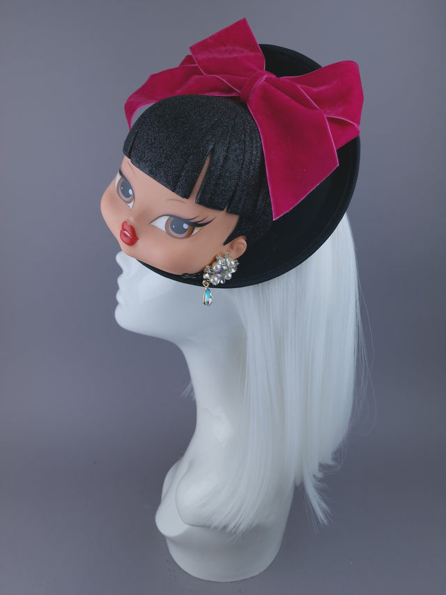 Pearls & Swine: Hat Quirky Black Dollface & Bow