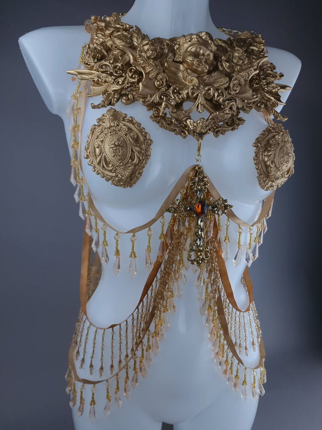 "Holy" Gold Filigree Cherub Body Jewellery Harness