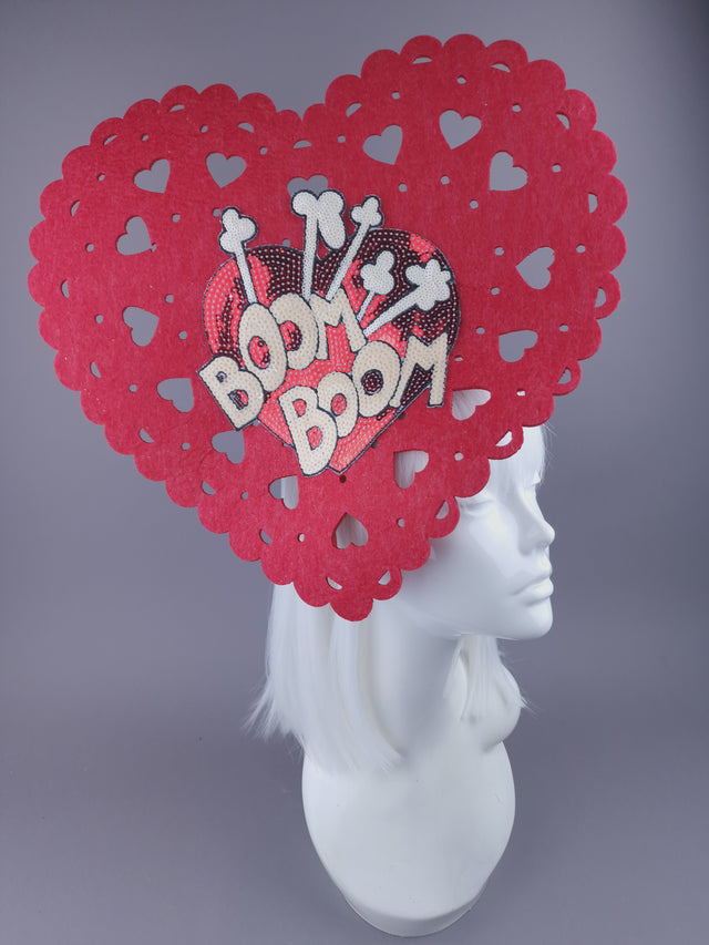 Pearls & Swine: Red Heart Hatinator with Sequins "Heartbeat"