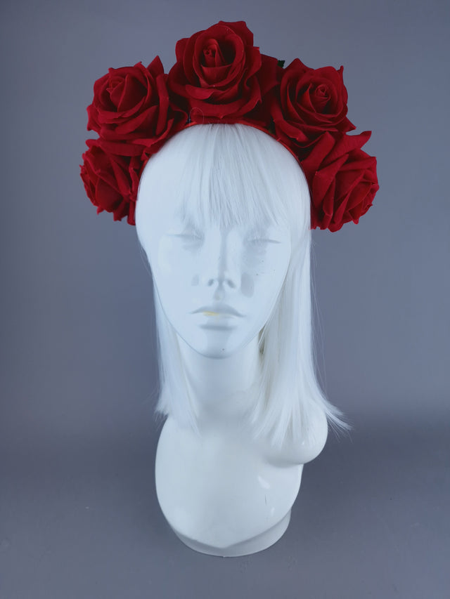 "Eva" Red Rose Flower Headdress & Neckpiece