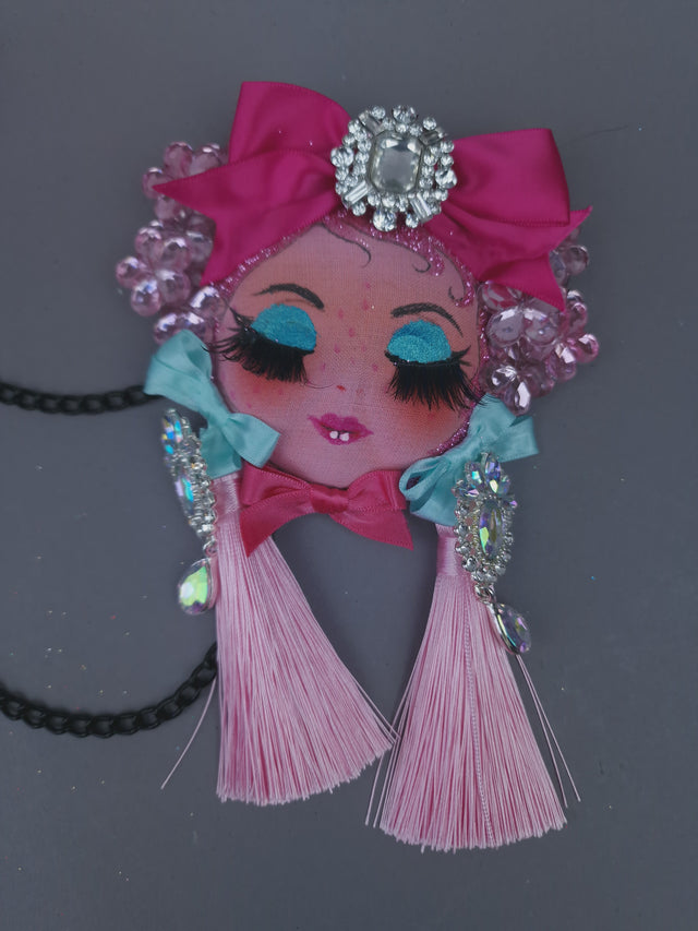 Pink Dollface Necklace Brooch Jewellery