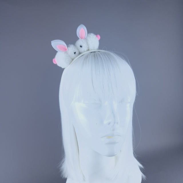 "Pompom" White Bunny Rabbit Glitter Headband