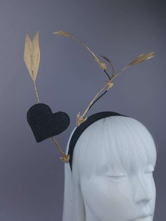 Pearls & Swine: Gold Arrows & Heart Headpiece "Pierced"