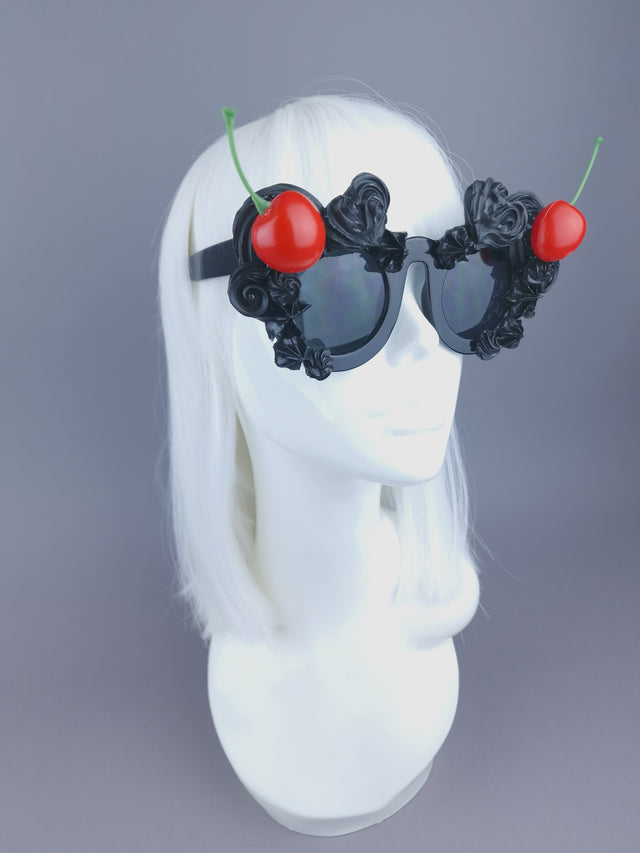 Pearls & Swine: Black Frosting Icing Cherry Sunglasses "Fondant"