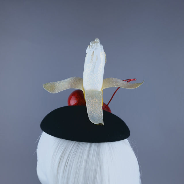 "Misbehave" Glittered Giant Cherries & Banana Food Fascinator Hat
