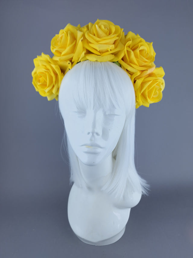 "Eva" Yellow Rose Flower Headdress & Neckpiece