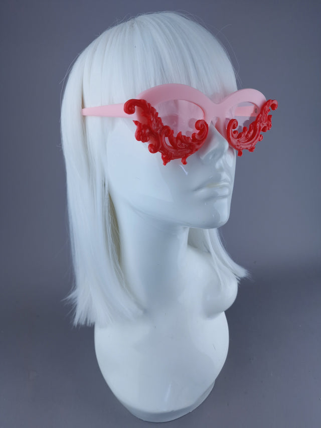 SAMPLE! Pink & Red Cateye Sunglasses