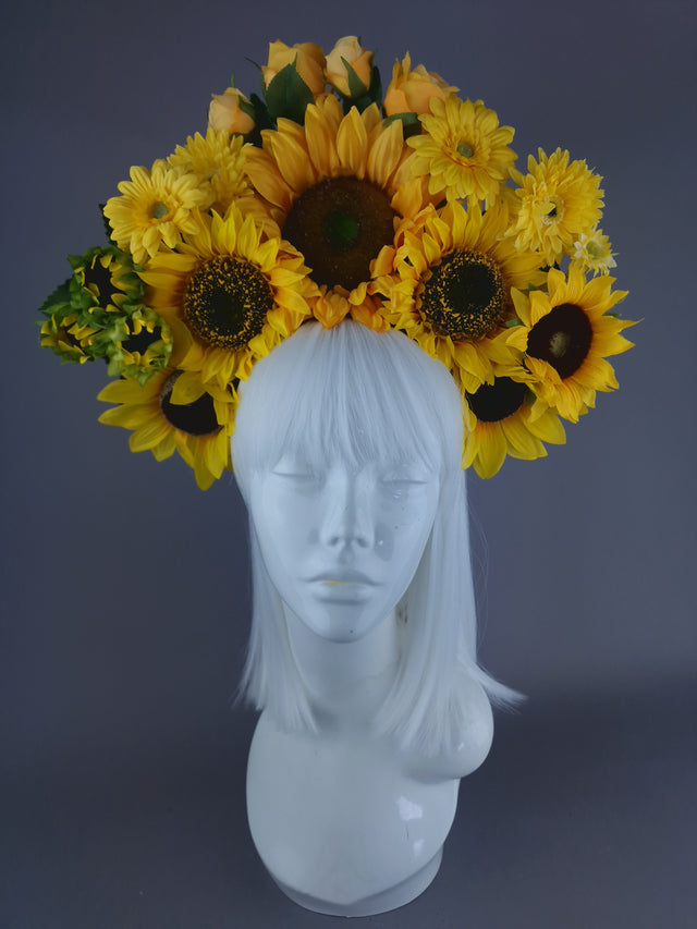 "Sunn" Yellow Sunflower Flower Headdress