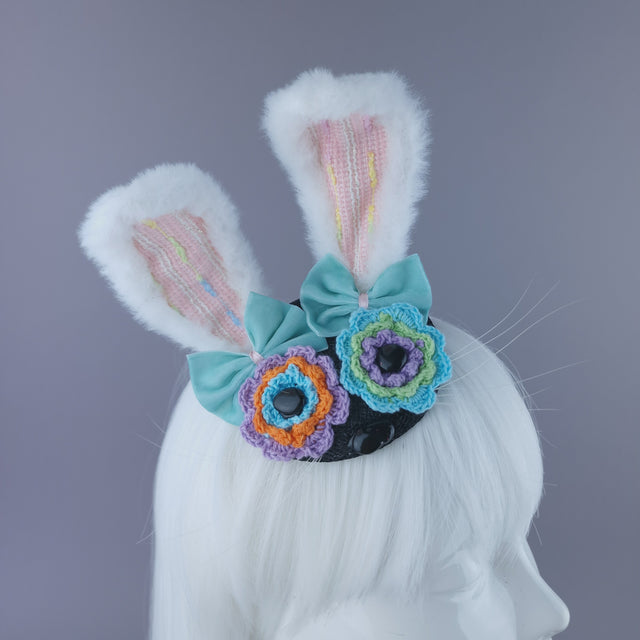 "Zinnia" Flower Eye Bunny Ear Mini Fascinator