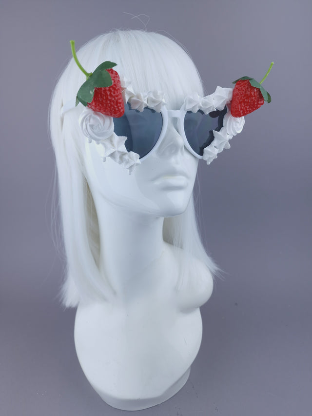 Pearls & Swine: Strawberries & Cream Heart-Shaped Sunglasses "SweetTreat"