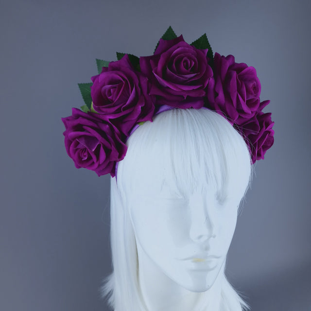 "Cerise" Pink Rose Flower Headdress & Neckpiece