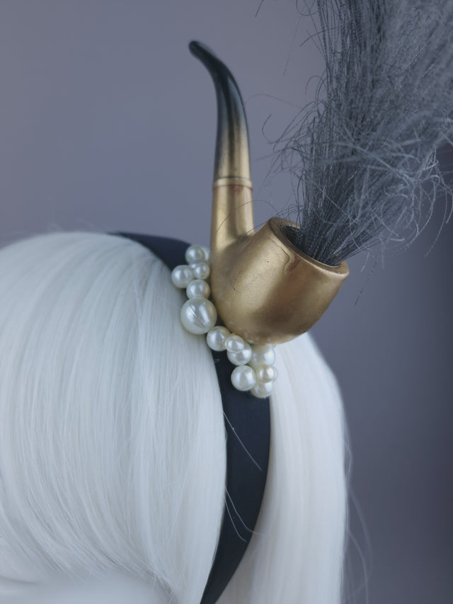 "This is Not a Pipe" Pearl & Smoke Headpiece