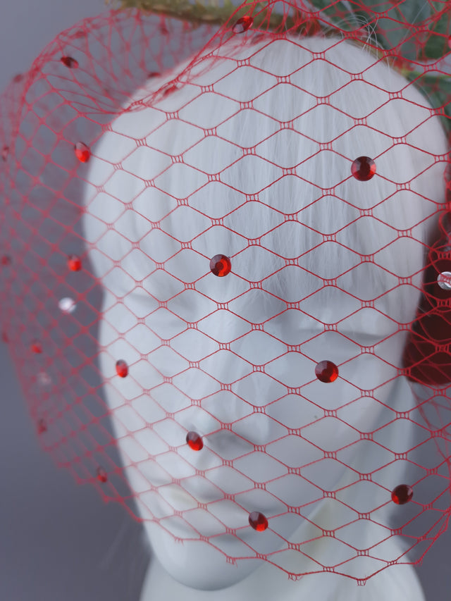 Pearls & Swine: Headdress Red Rose Veil