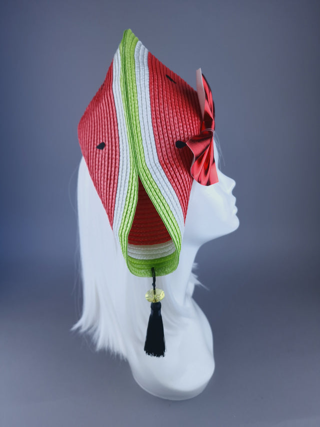 "Revolution" Watermelon, Bow & Tassel Hat