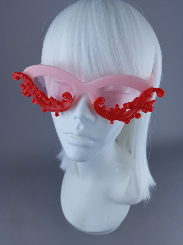 SAMPLE! Pink & Red Cateye Sunglasses