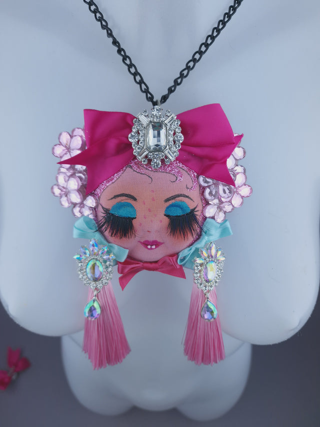 Pink Dollface Necklace Brooch Jewellery