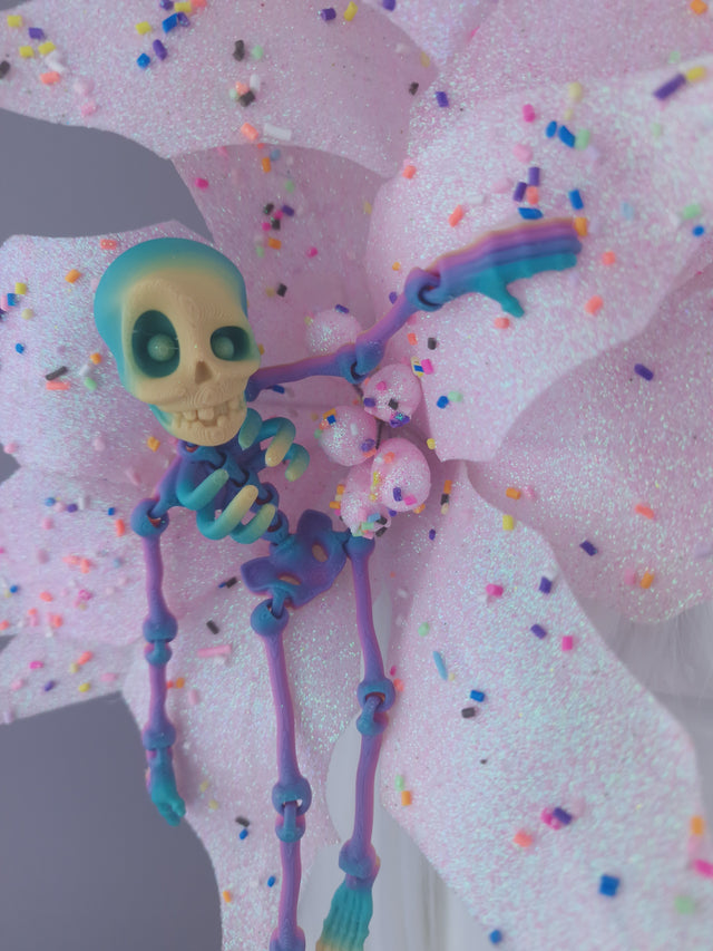 "Candy-Pop" Glitter Flower & Rainbow Skeleton Headdress