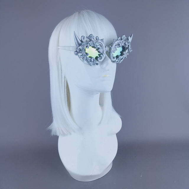 "Superbeast" Silver Filigree Ornate Devil Horn Sunglasses