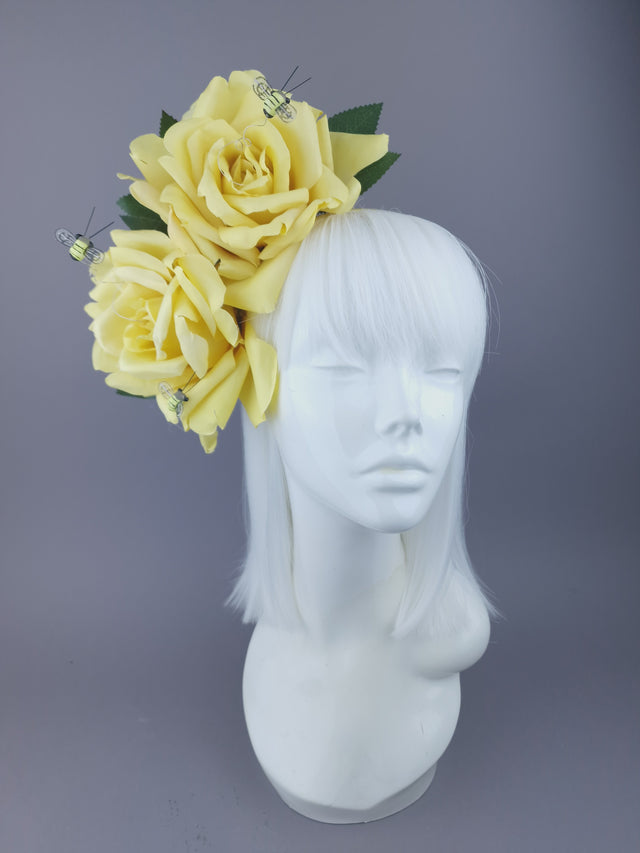 Yellow Rose & Bees Headpiece