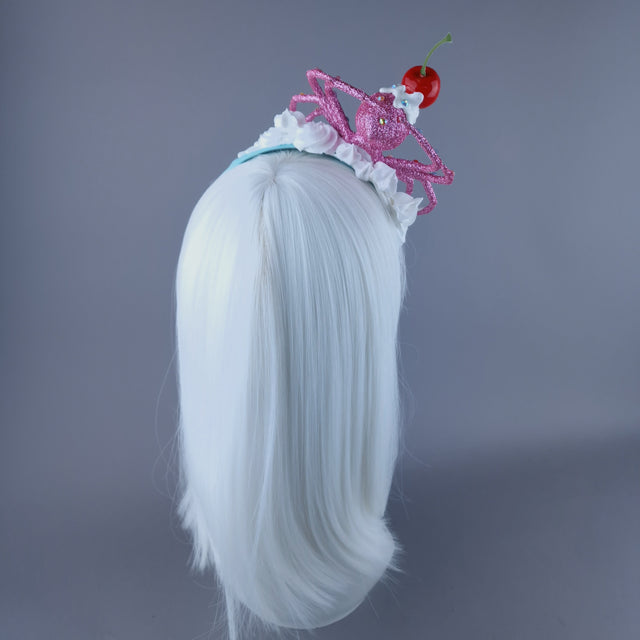 "Frostie" Pink Glitter Cherry Spider & Cream Headpiece