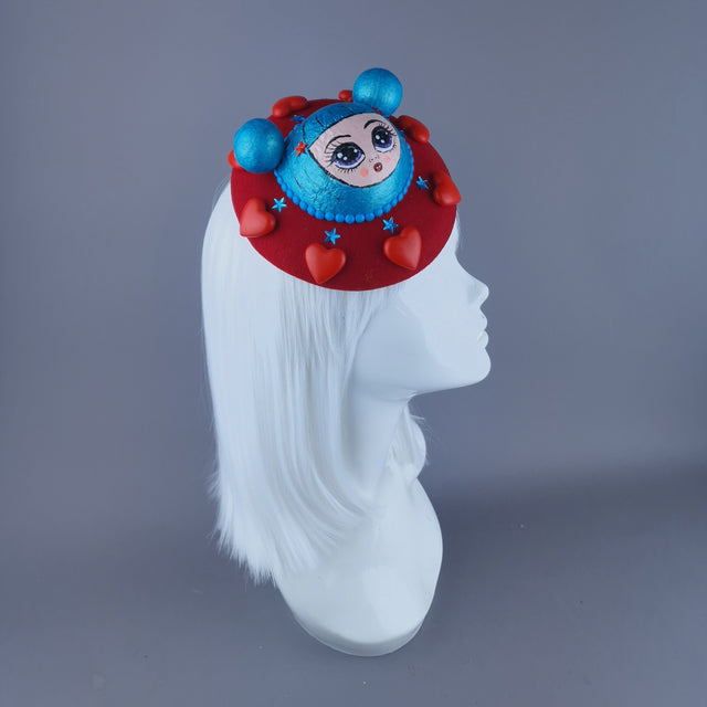 "Doodle" Dollface & Heart Fascinator Hat