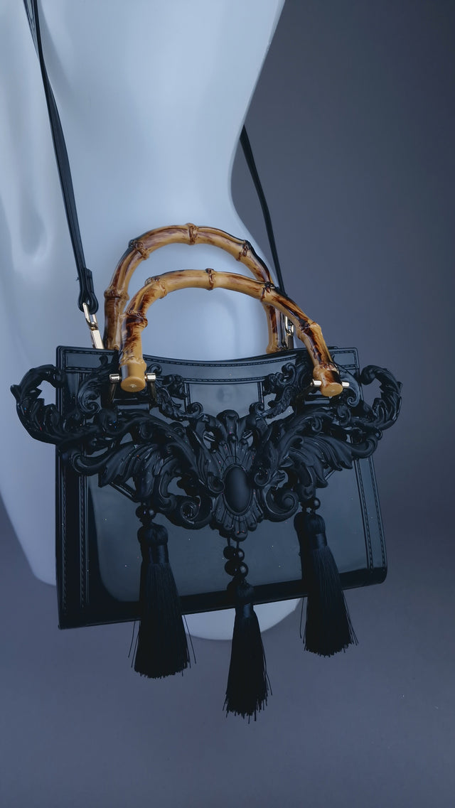 "Shadow" Black Filigree Handbag