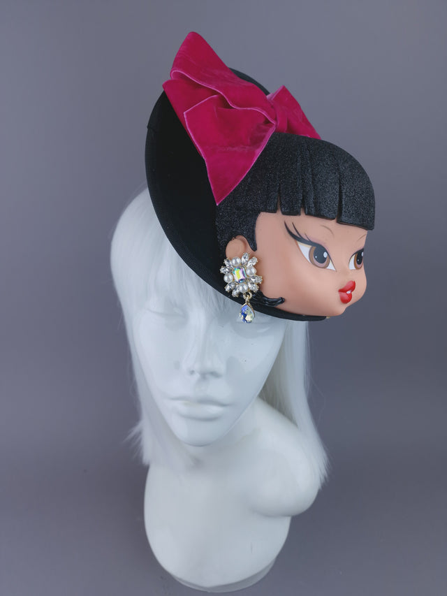 Pearls & Swine: Hat Quirky Black Dollface & Bow