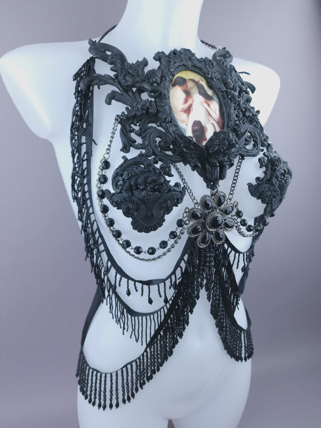 Pearls & Swine: Black Filigree Harness Body Jewellery & Pasties "La Femme Damnée"