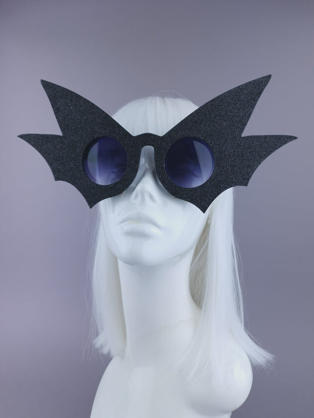 "Nerezza" Oversized Black Glitter Sunglasses