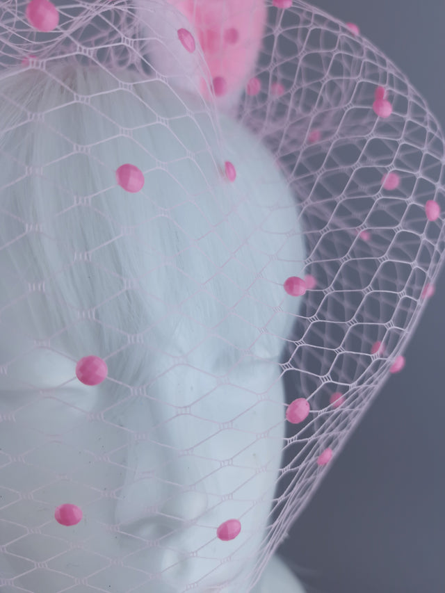 "Flopsy" Pink & White Bunny Ear Veil Headdress