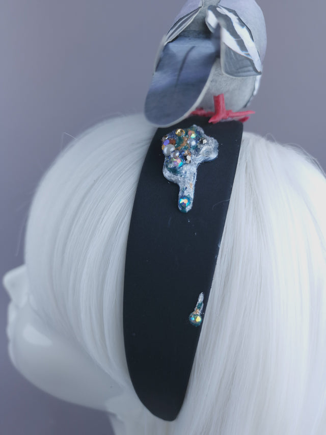 "Wabi-Sabi" Whimsical Pigeons in Love Poop Headband