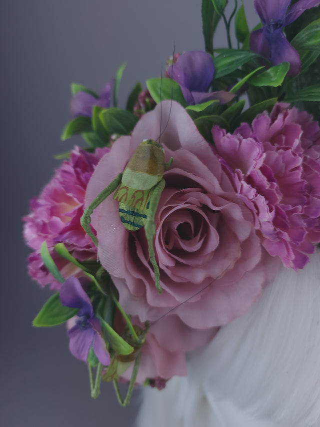 Pink Flower & Grasshoppers Headpiece