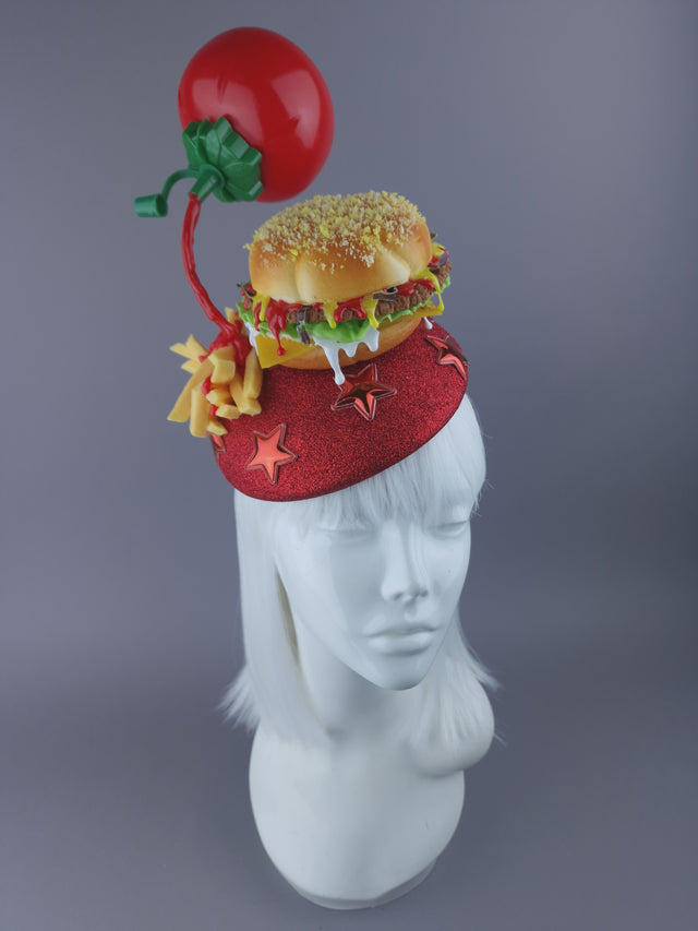"Royale with Cheese" Burger & Chips Food Fascinator Hat Headdress