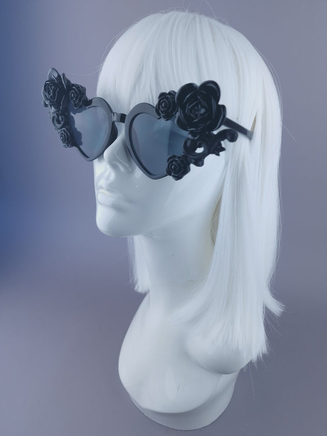 SPECIAL OFFER Black Roses Heart Shaped Sunglasses