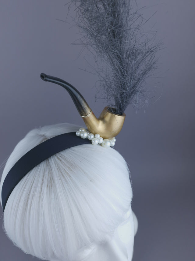 "This is Not a Pipe" Pearl & Smoke Headpiece